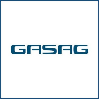 Das Logo von GASAG in blauer Schrift auf weißem Hintergrund, das für Energieversorgung steht.