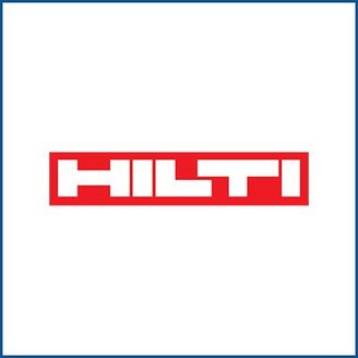 Das Logo von Hilti in kräftigem Rot auf weißem Hintergrund, mit klaren, modernen Schriftzügen.