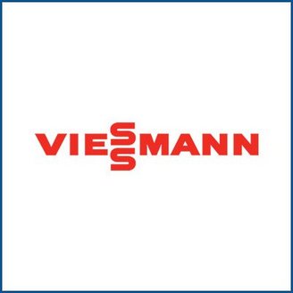 Das Logo von Viessmann in kräftigem Rot auf weißem Hintergrund, symbolisiert Innovation in der Heizungs- und Klimatechnik.