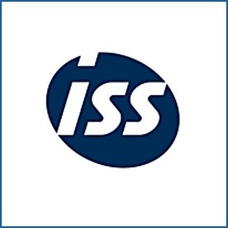 Ein stilisiertes Logo mit den Buchstaben 'ISS' in Weiß auf einem blauen Hintergrund, umgeben von einer ovalen Form.