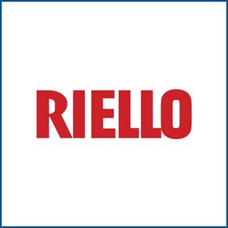 Das Logo von Riello in kräftigem Rot auf weißem Hintergrund, das für Energie- und Heiztechnik steht.